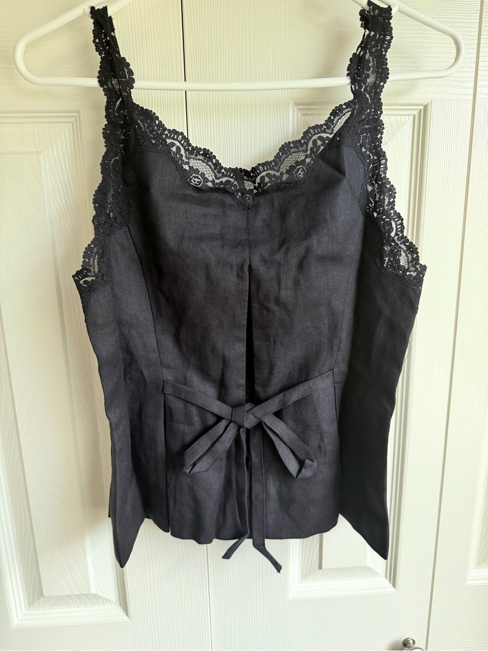 NEW Reformation Josefina Lace-Trim Black Peplum Camisole Top - Picture 7 of 10